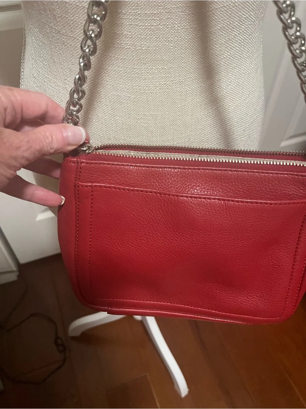 Calvin Klein Red Leather Crossbody Shoulder Bag